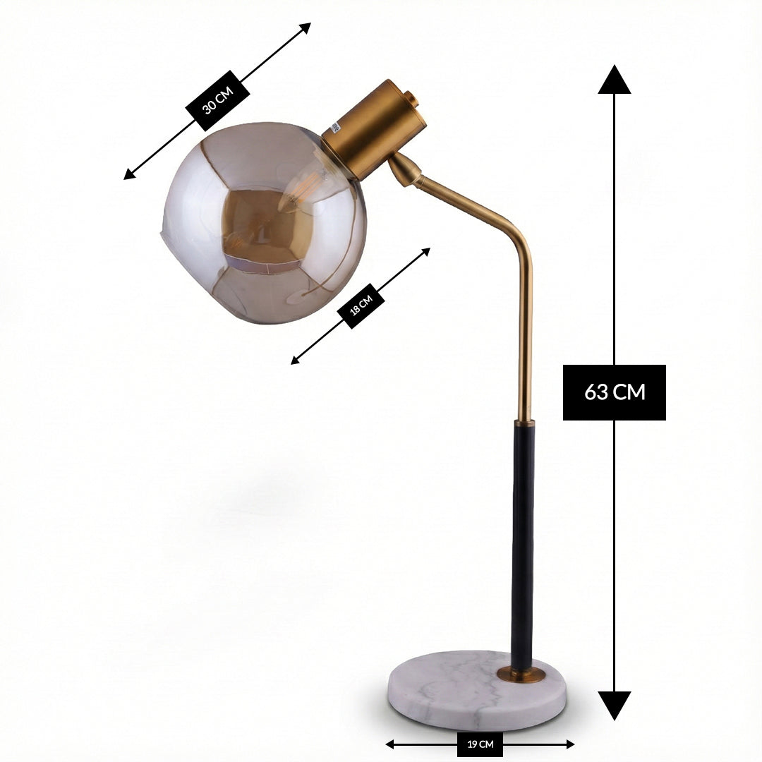 Amber Orbit (Gold, Black) Glass Table Lamp