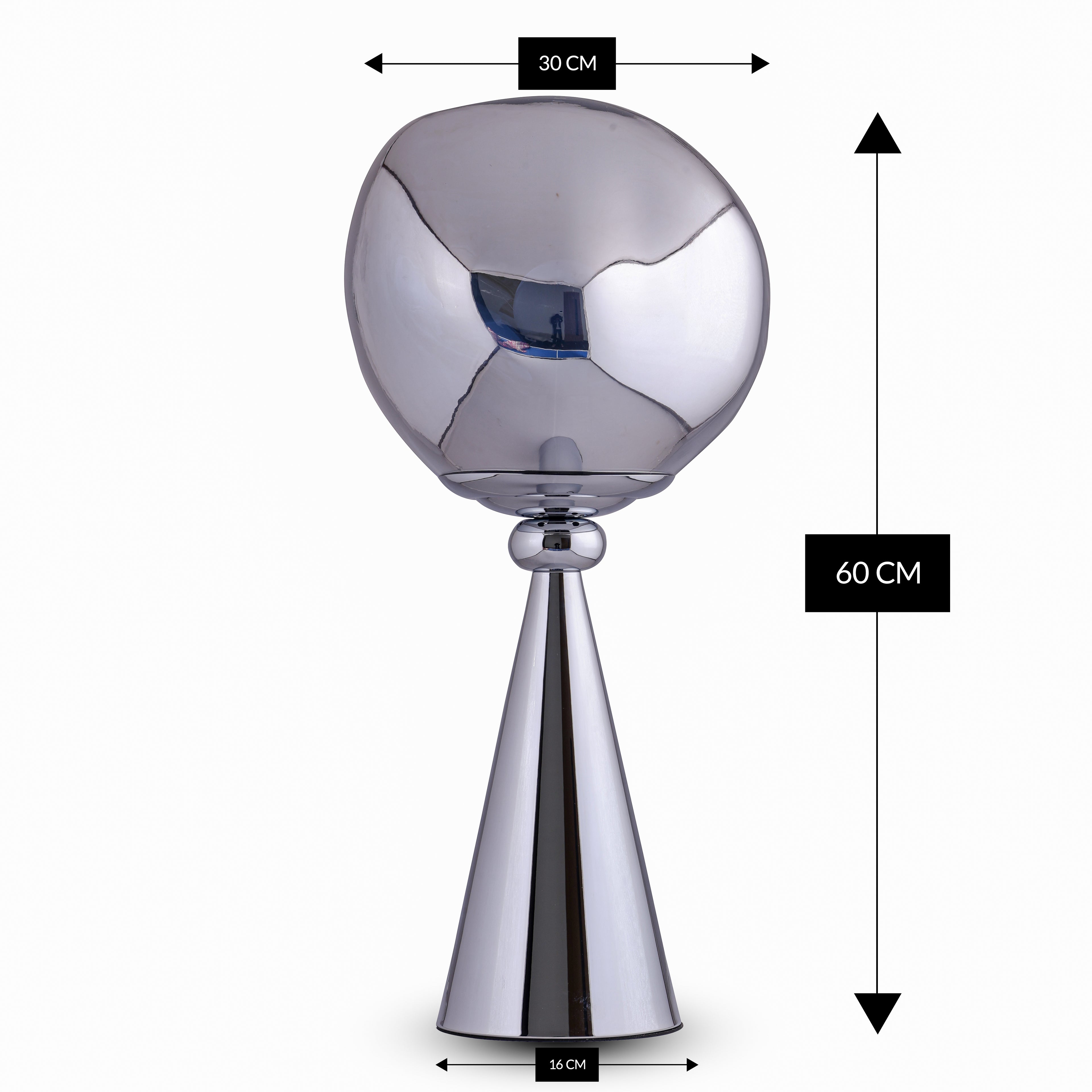 Smoked Aura (Grey, Steel) Glass Table Lamp