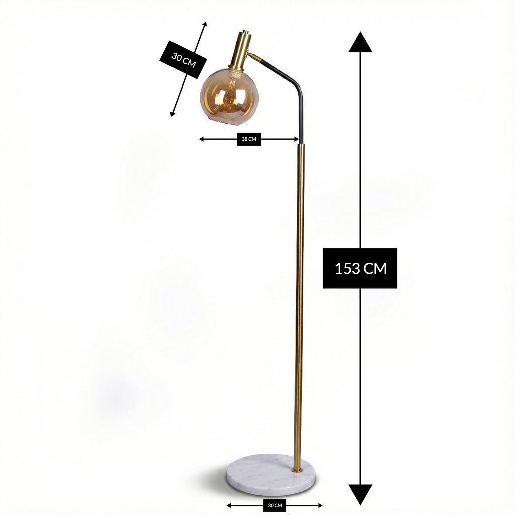 Golden Globe Arc (Gold, Smoke) Floor Lamp