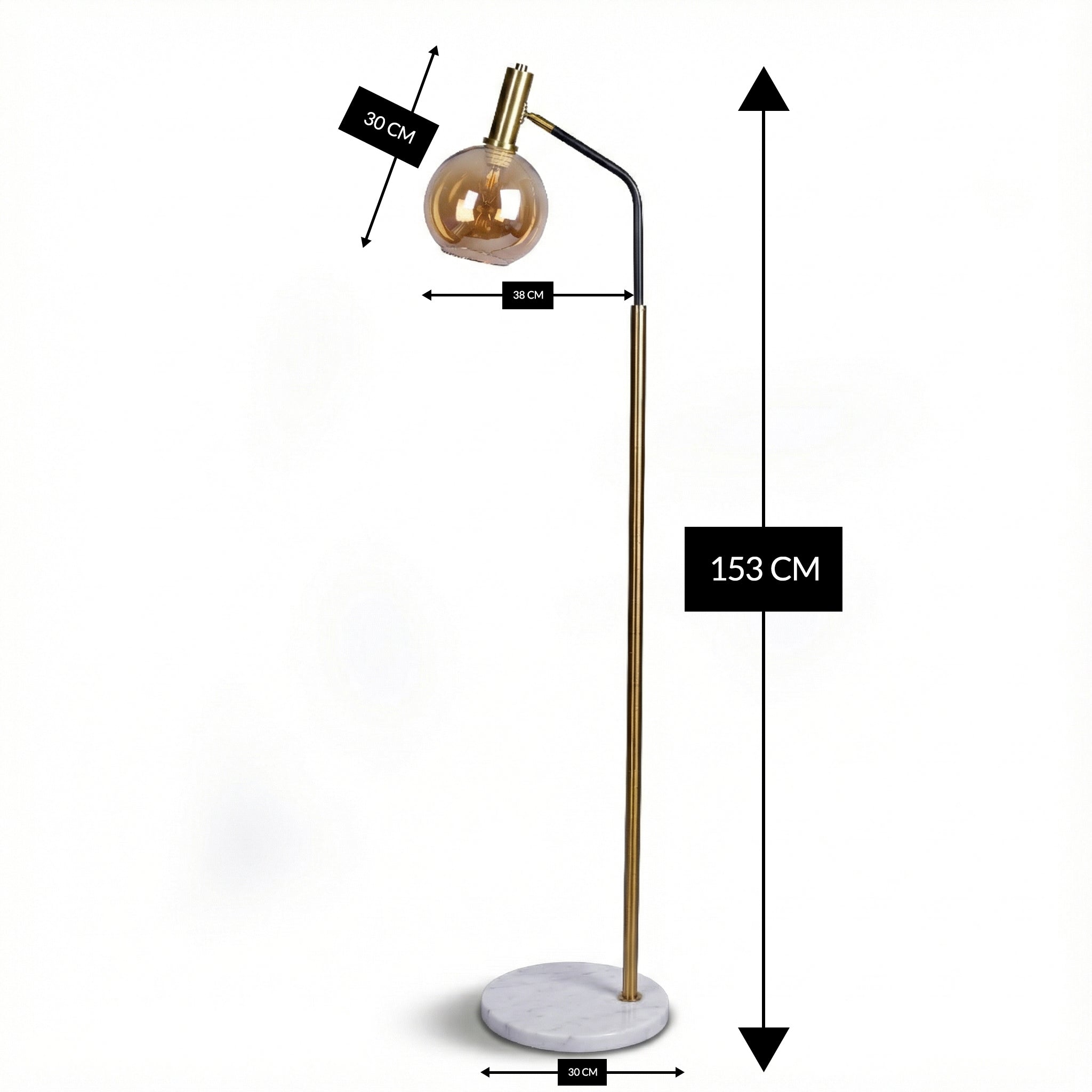 Golden Globe Arc (Gold, Smoke) Floor Lamp