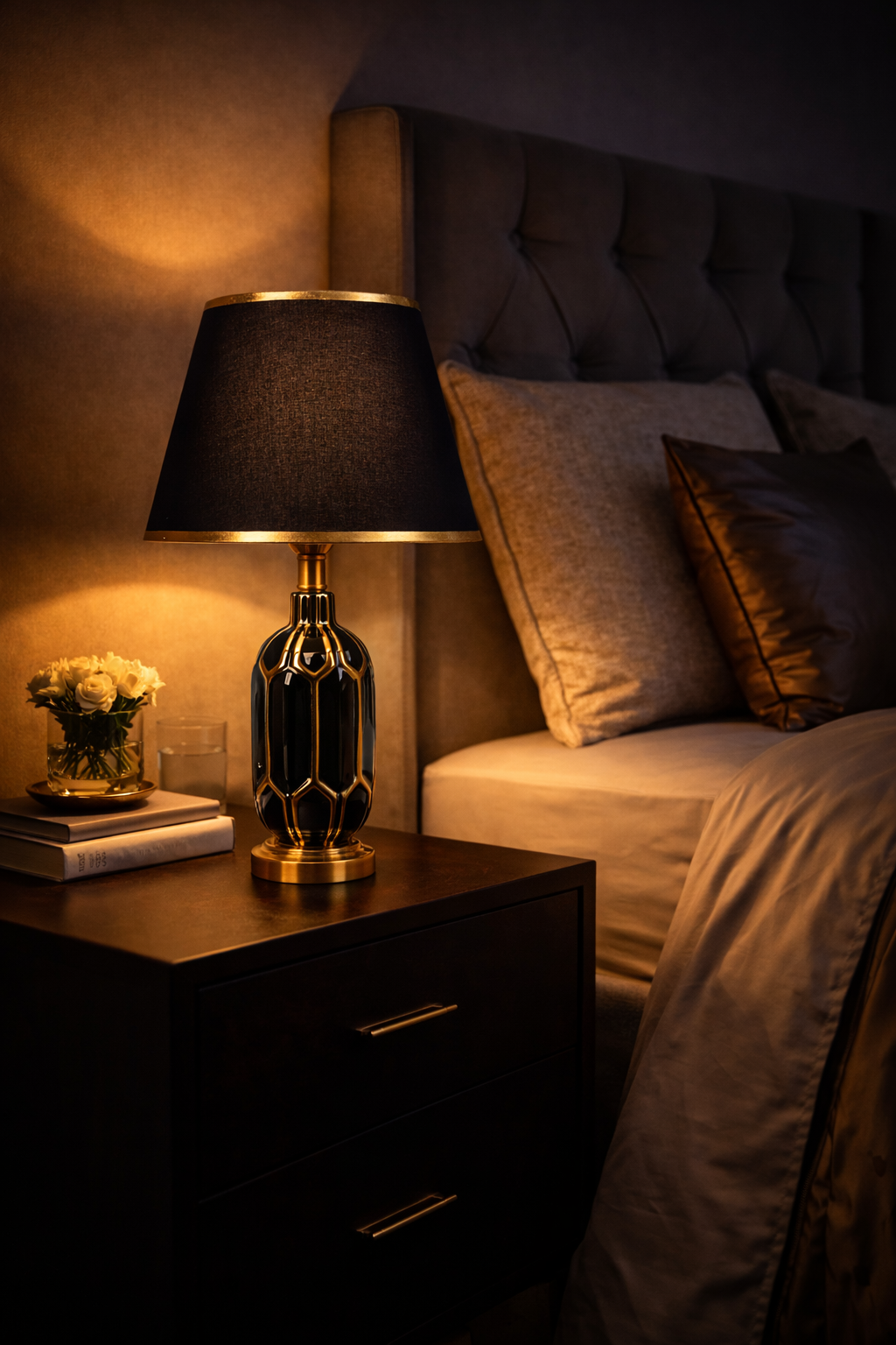 Black Mosaic Luxe (Black, Gold) Table Lamp