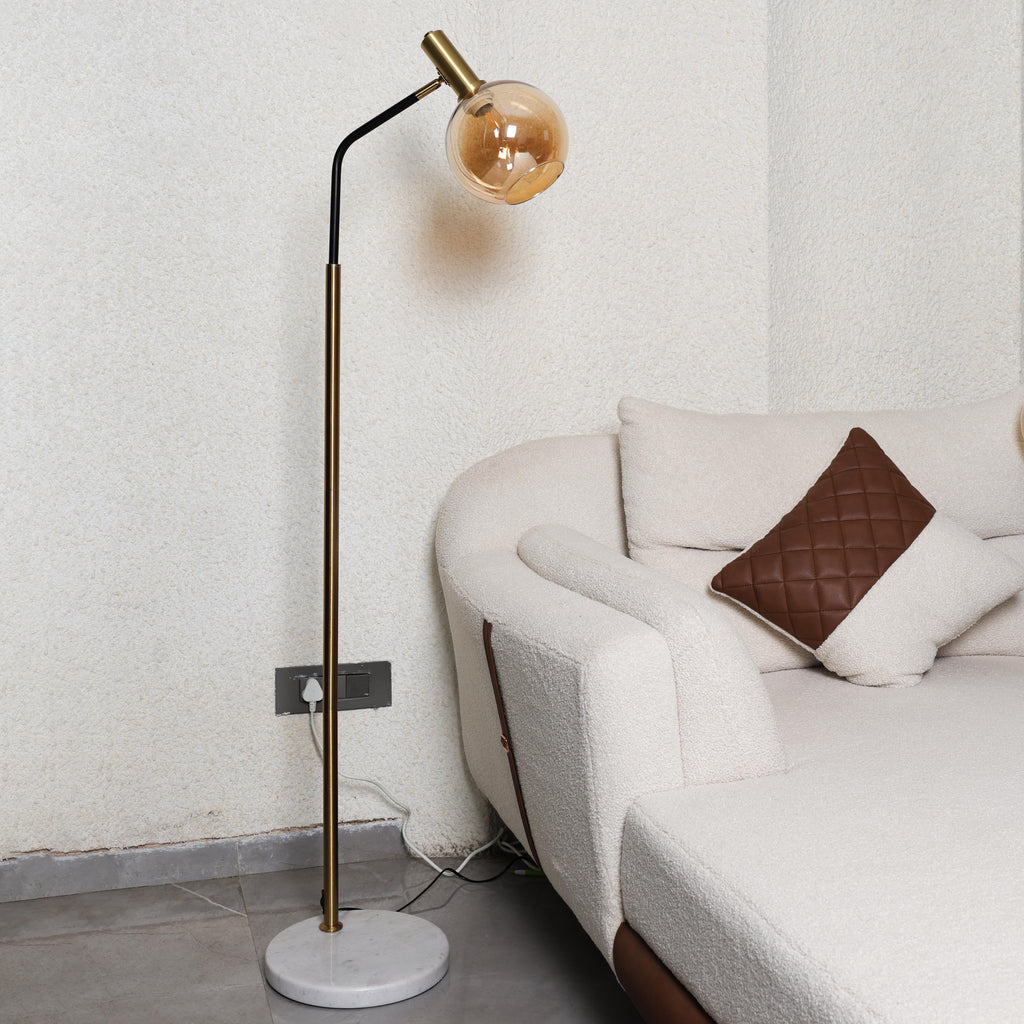 Golden Globe Arc (Gold, Smoke) Floor Lamp
