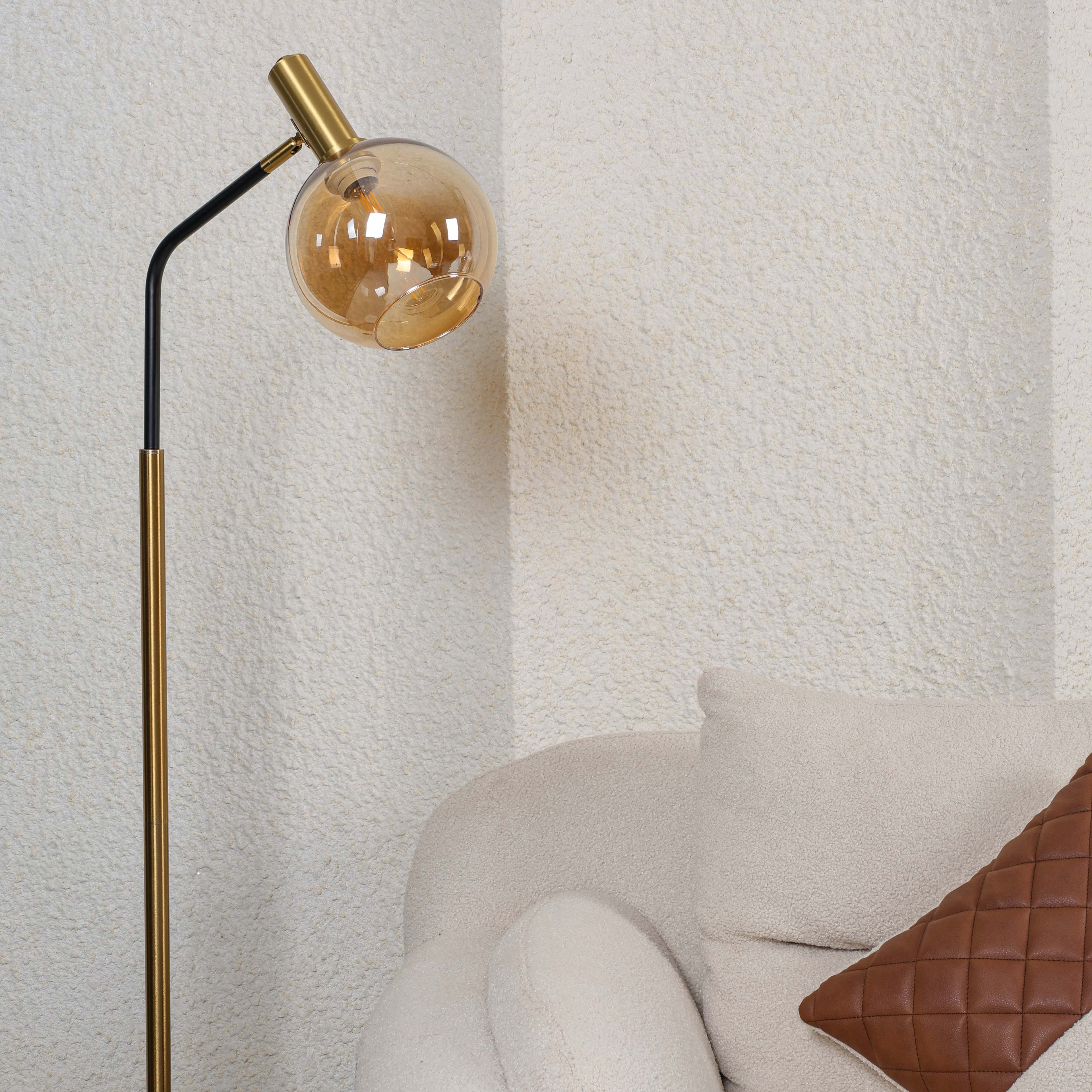 Golden Globe Arc (Gold, Smoke) Floor Lamp