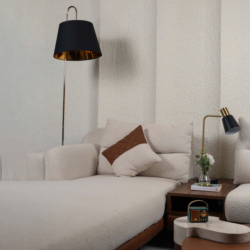 Smoke Arc (Chrome, Beige) Floor Lamp