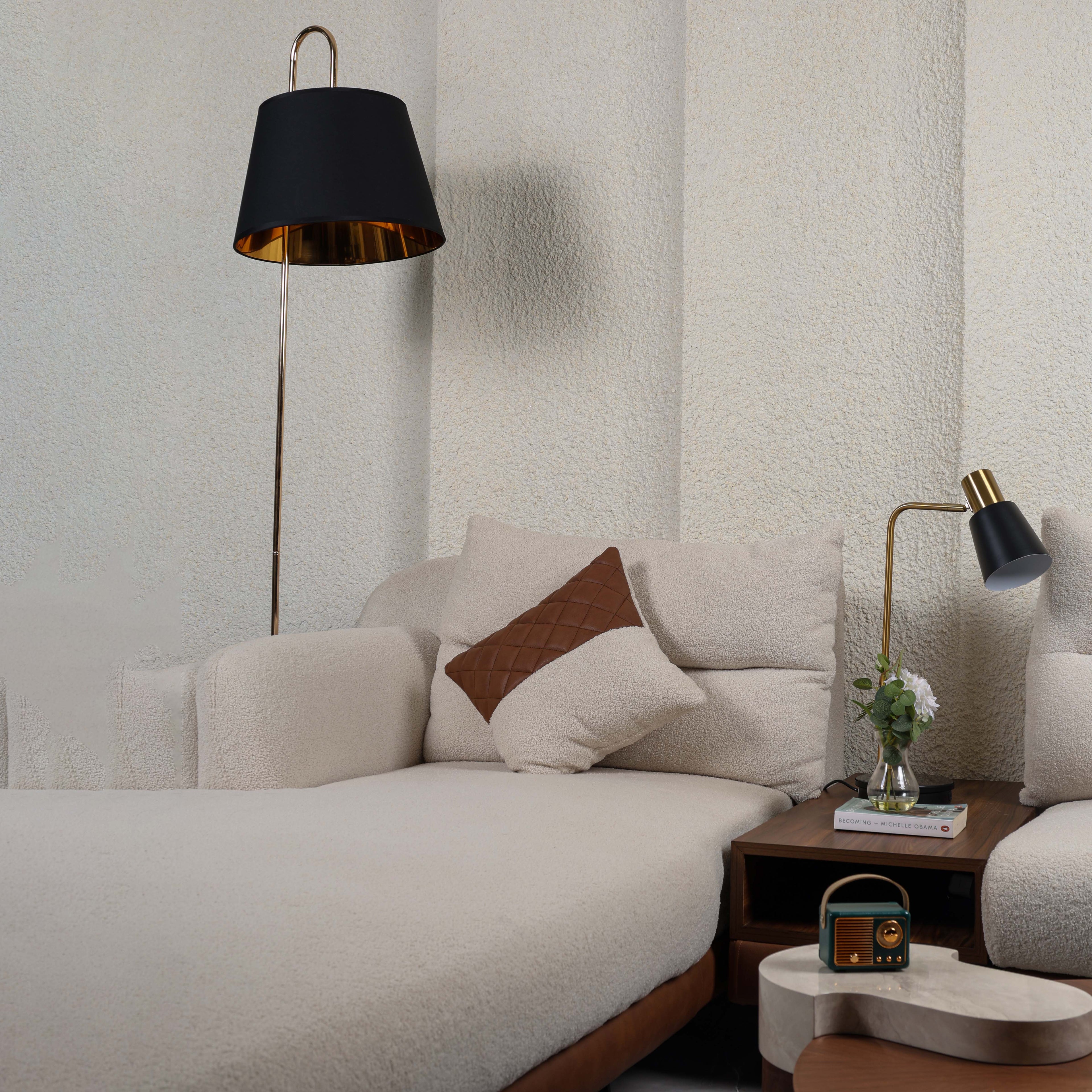 Smoke Arc (Chrome, Beige) Floor Lamp