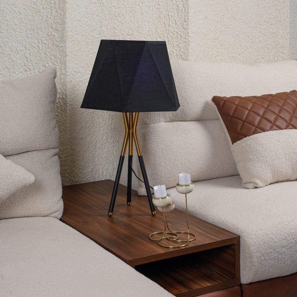 Shadow Geometry (Black, Gold) Table Lamp