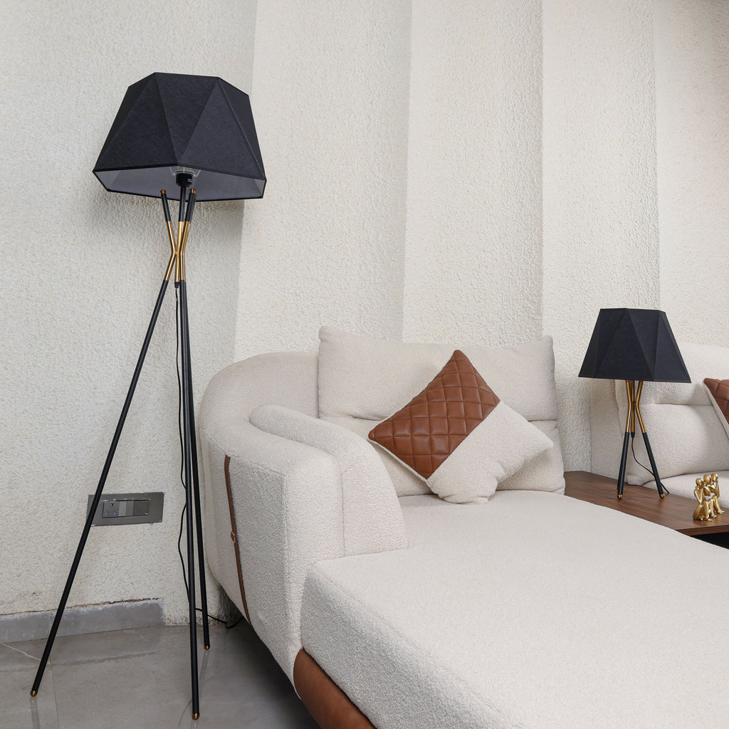 Geometric Axis (Black, Gold) Tripod Floor Lamp