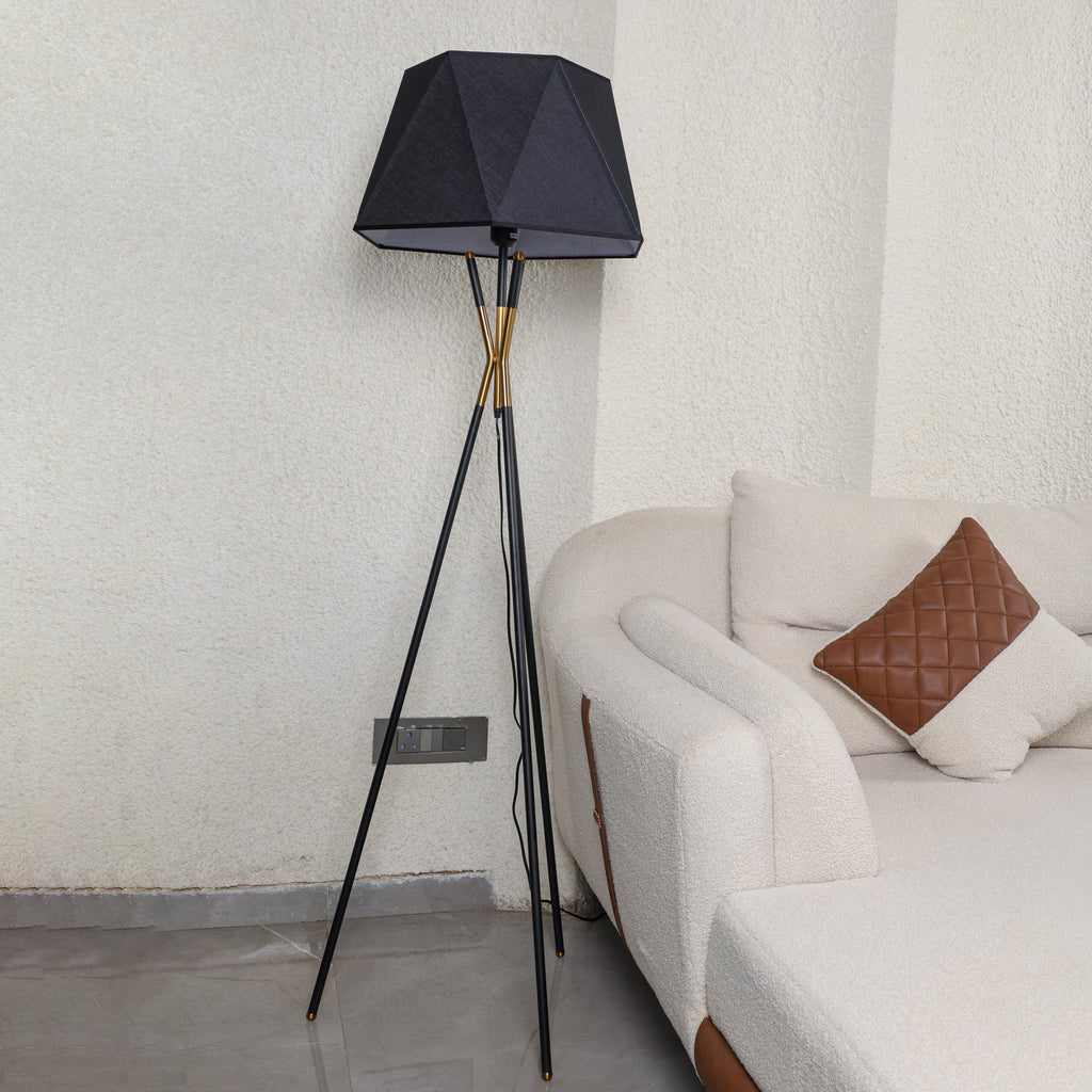 Geometric Axis (Black, Gold) Tripod Floor Lamp