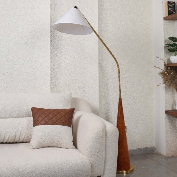 Nordic Curve (Walnut, Beige) Floor Lamp