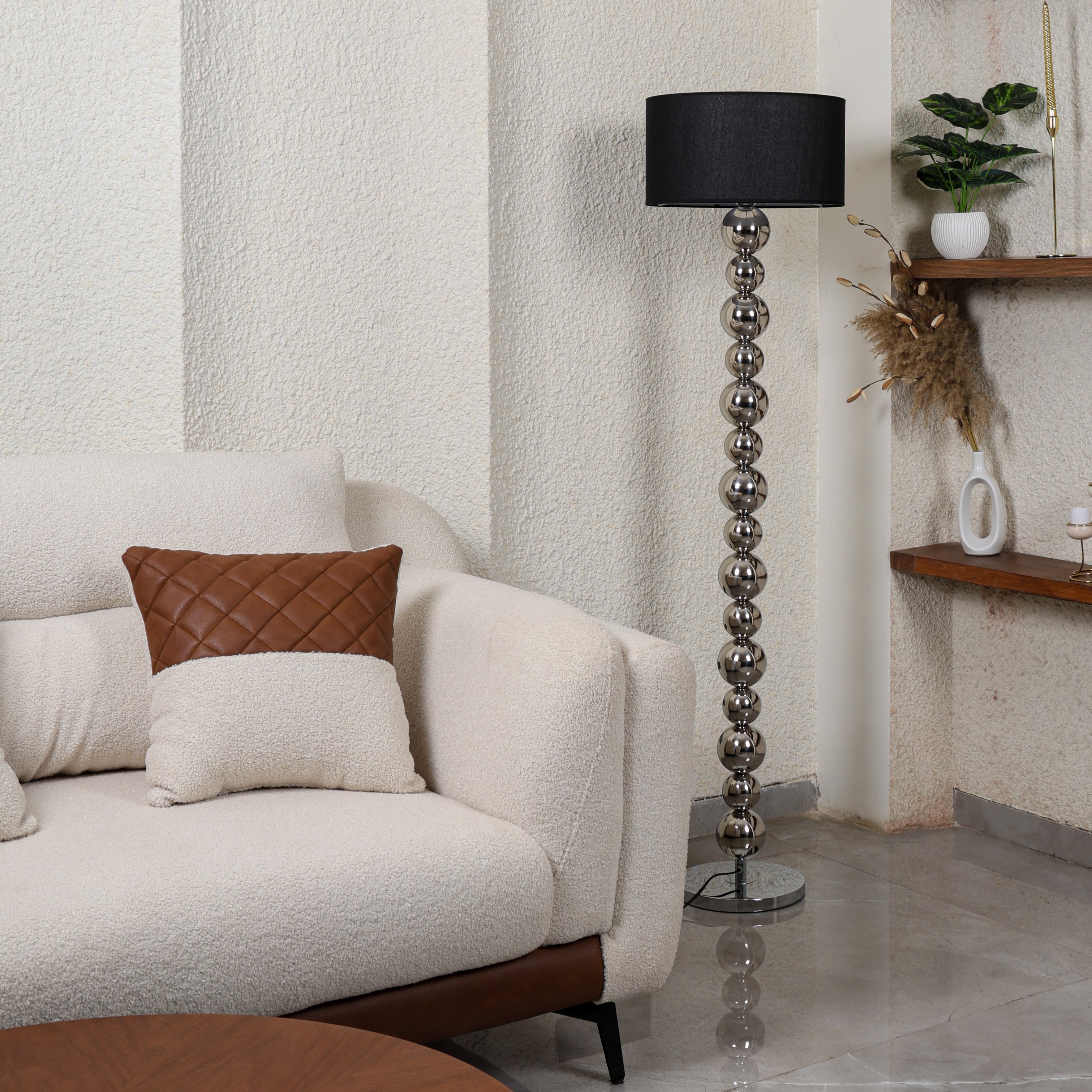 Chrome Sphere Tower (Chrome, Black) Floor Lamp