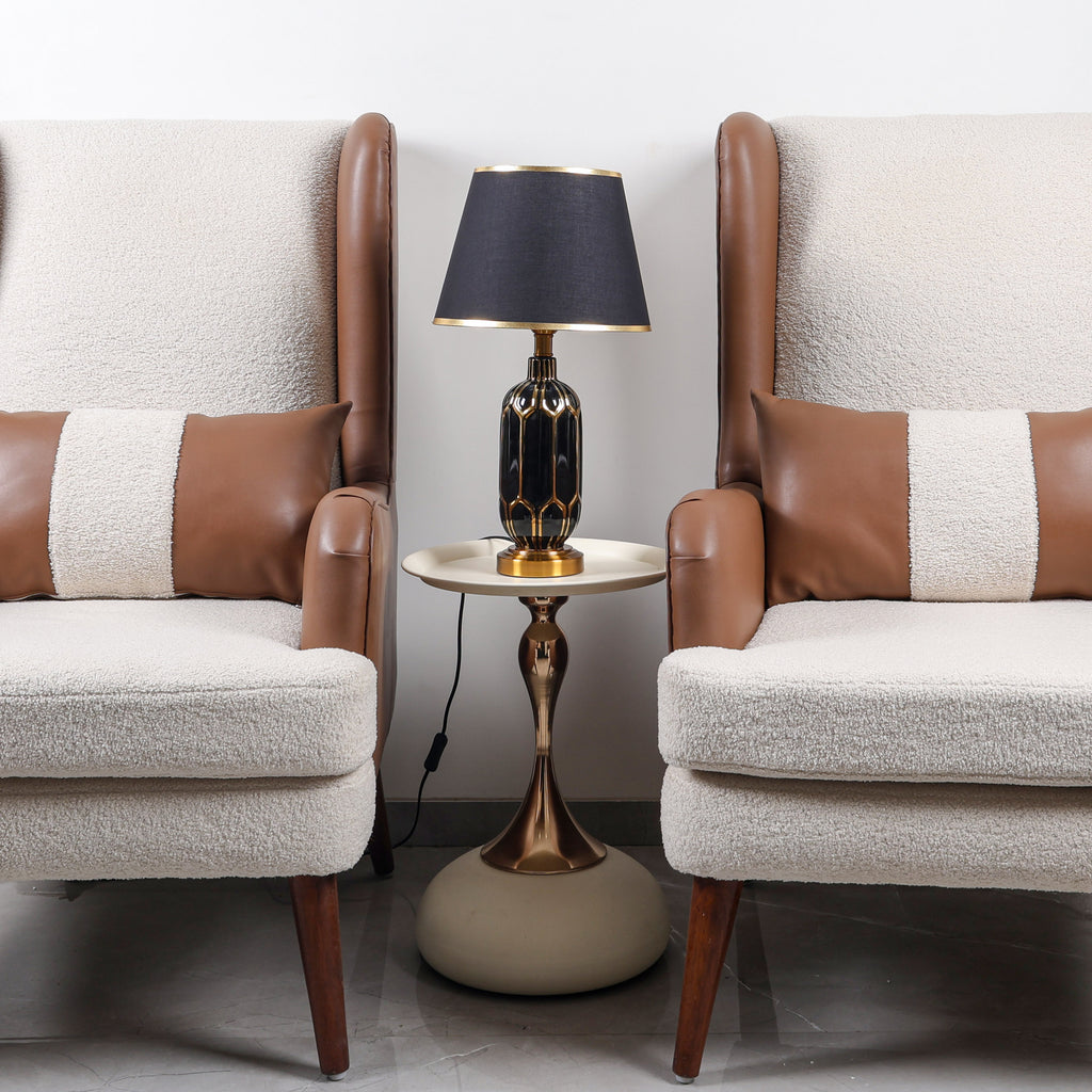 Black Mosaic Luxe (Black, Gold) Table Lamp