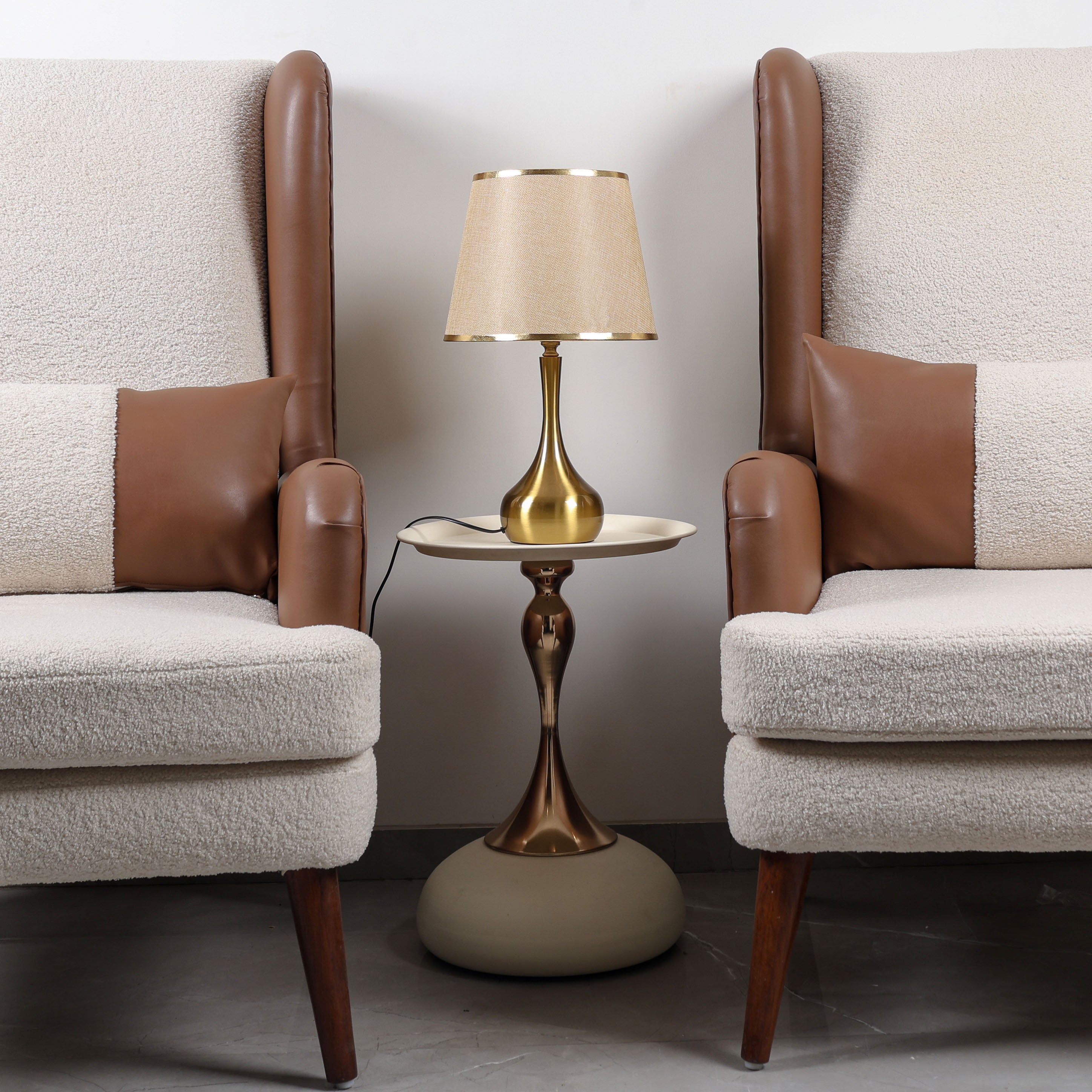 Golden Drop (Gold, Beige) Fluted Table Lamp