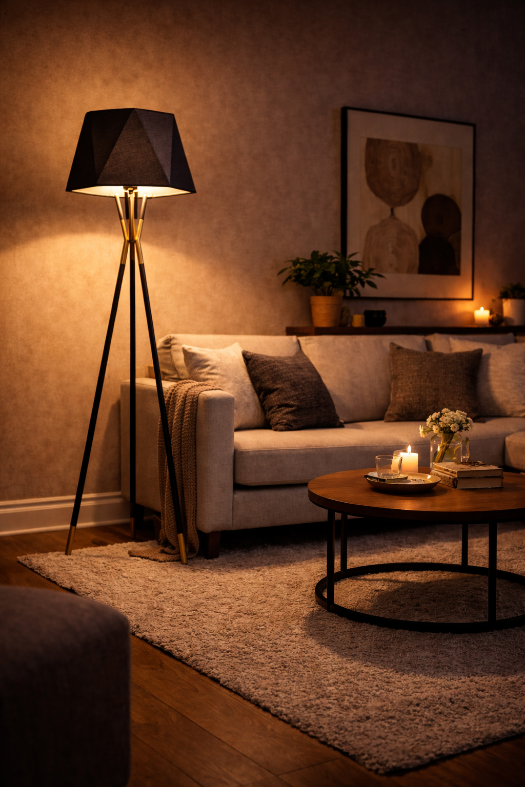 Geometric Axis (Black, Gold) Tripod Floor Lamp