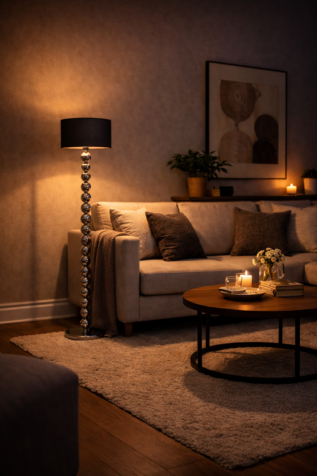 Chrome Sphere Tower (Chrome, Black) Floor Lamp