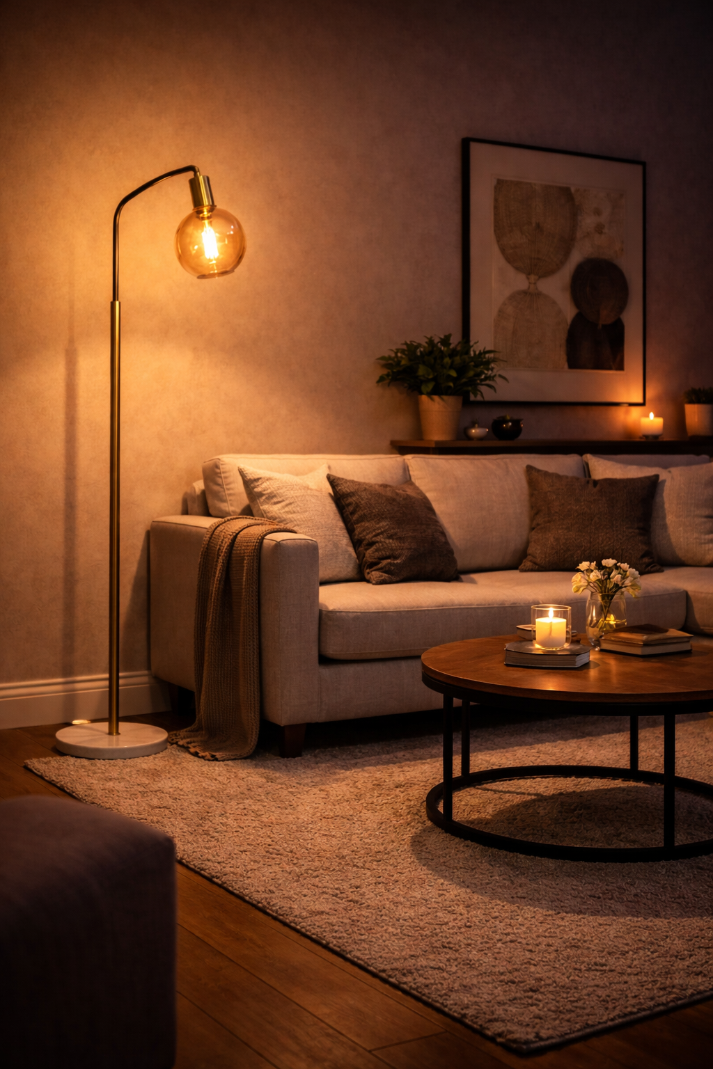 Golden Globe Arc (Gold, Smoke) Floor Lamp